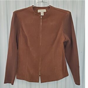 Vintage Norton McNaughton zip up brown blazer with sweater sleeves Size 14
